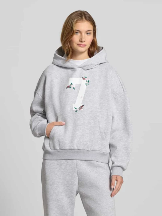 Zdjęcie produktu Bluza z kapturem i kieszenią kangurką REVIEW Jasnoszary melanż