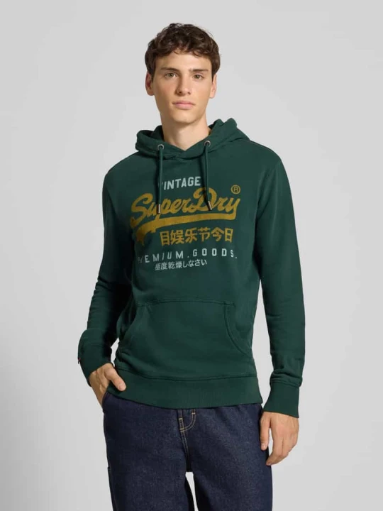 Zdjęcie produktu Bluza z kapturem i kieszenią kangurką Superdry Butelkowy zielony