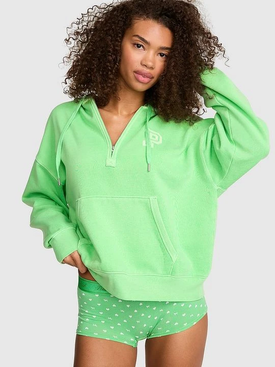 Zdjęcie produktu Bluza z kapturem i krótkim zamkiem Campus Fleece Victoria's Secret Zielony