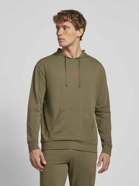 Zdjęcie produktu Bluza z kapturem i nadrukiem z logo model ‘Laze’ Hugo Oliwkowy
