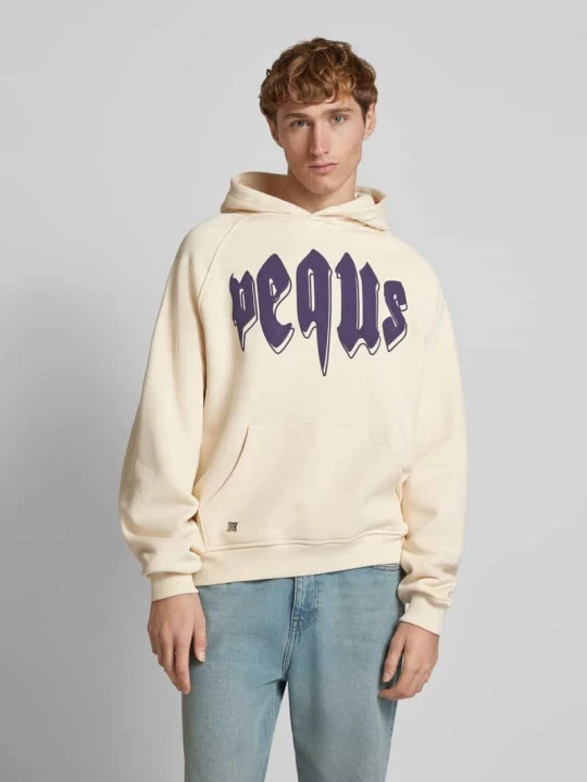 Zdjęcie produktu Bluza z kapturem i nadrukiem z logo model ‘Outlined Mythic Logo’ PEQUS Piaskowy