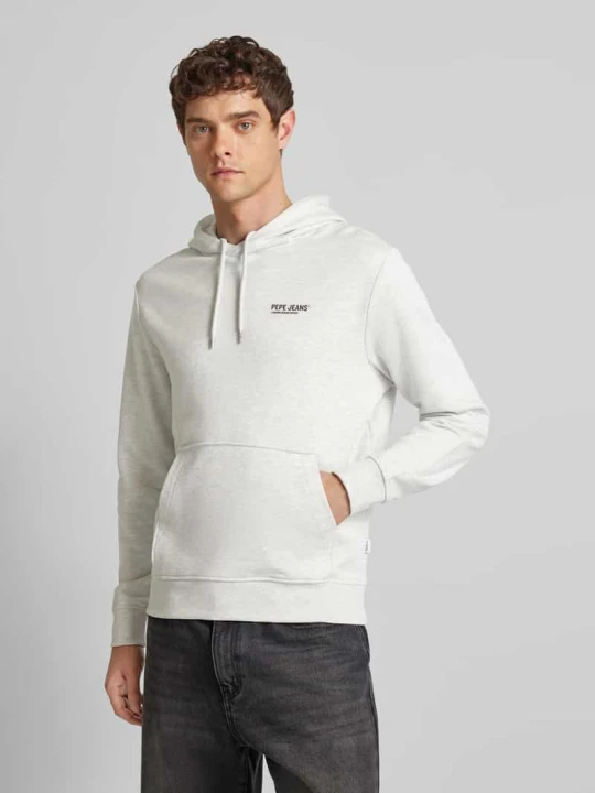Zdjęcie produktu Bluza z kapturem z nadrukiem z logo Pepe Jeans Jasnoszary