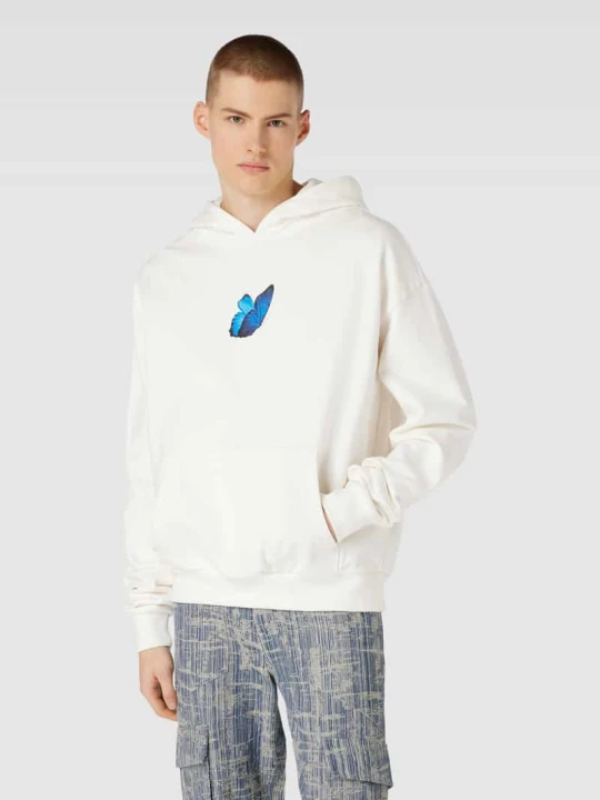 Zdjęcie produktu Bluza z kapturem i nadrukiem z motywem model ‘LE PAPILLON’ Mister Tee Złamany biały