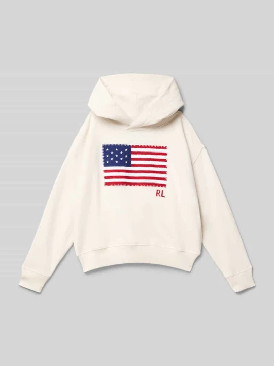Zdjęcie produktu Bluza z kapturem i wyhaftowanym logo i motywem Polo Ralph Lauren Złamany biały