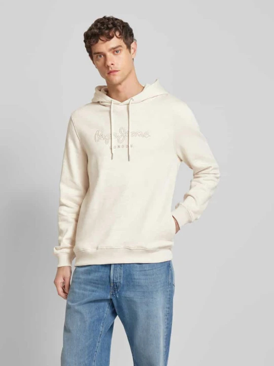 Zdjęcie produktu Bluza z kapturem i wyhaftowanym logo model ‘New Nouvel’ Pepe Jeans Złamany biały
