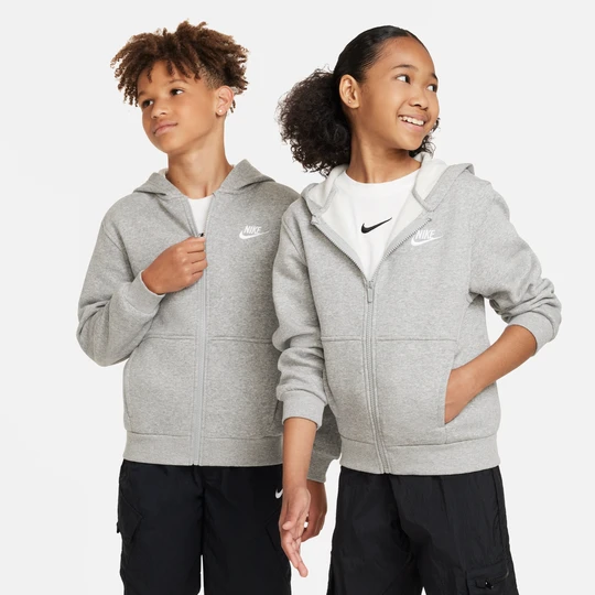 Zdjęcie produktu Bluza z kapturem i zamkiem na całej długości dla dużych dzieci Nike Club Fleece - Szary