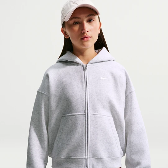 Zdjęcie produktu Bluza z kapturem i zamkiem na całej długości o kroju oversize dla dużych dzieci (dziewcząt) Nike Studio Fleece - Brązowy