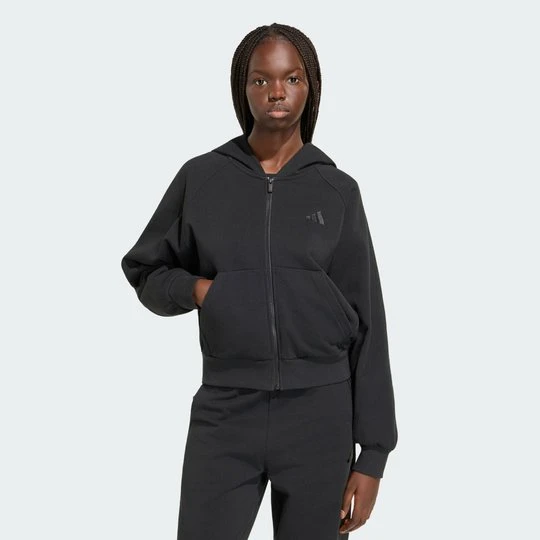 Zdjęcie produktu BLUZA Z KAPTUREM, MAŁYM LOGO I SUWAKIEM NA CAŁEJ DŁUGOŚCI ADIDAS KIT czarny