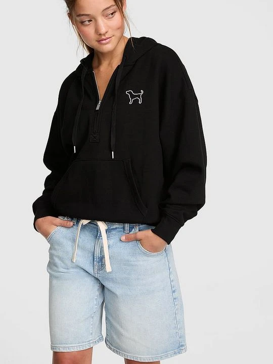 Zdjęcie produktu Bluza z kapturem na krótki zamek Campus Fleece Victoria's Secret Czarny