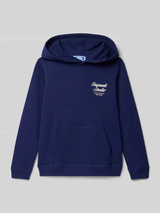 Zdjęcie produktu Bluza z kapturem, nadrukiem z logo i kieszenią kangurką Jack&Jones Niebieski