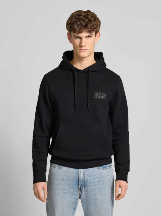Zdjęcie produktu Bluza z kapturem z nadrukiem z logo i kieszenią kangurka Jack&Jones Czarny