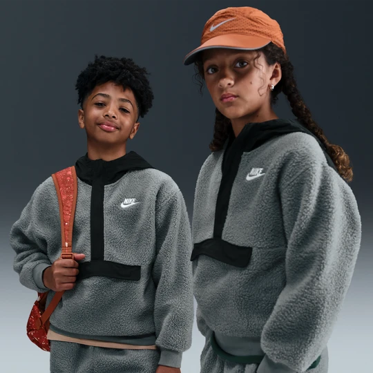 Zdjęcie produktu Bluza z kapturem Nike Club Fleece Big Kids' Loose 1/4-Zip - Szary