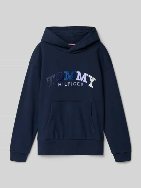 Zdjęcie produktu Bluza z kapturem o kroju boyfriend fit z mieszanki bawełny Tommy Hilfiger Granatowy