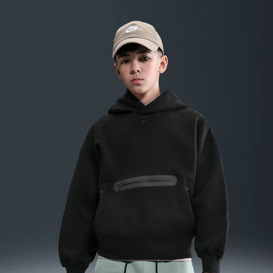 Zdjęcie produktu Bluza z kapturem o kroju oversize dla dużych dzieci (chłopców) Nike Tech Fleece - Czerń