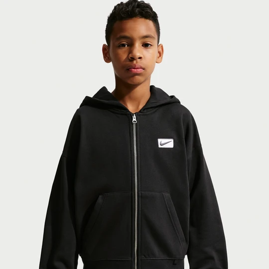 Zdjęcie produktu Bluza z kapturem o kroju oversize i z pełnym zamkiem dla dużych dzieci (chłopców) Nike - Czerń