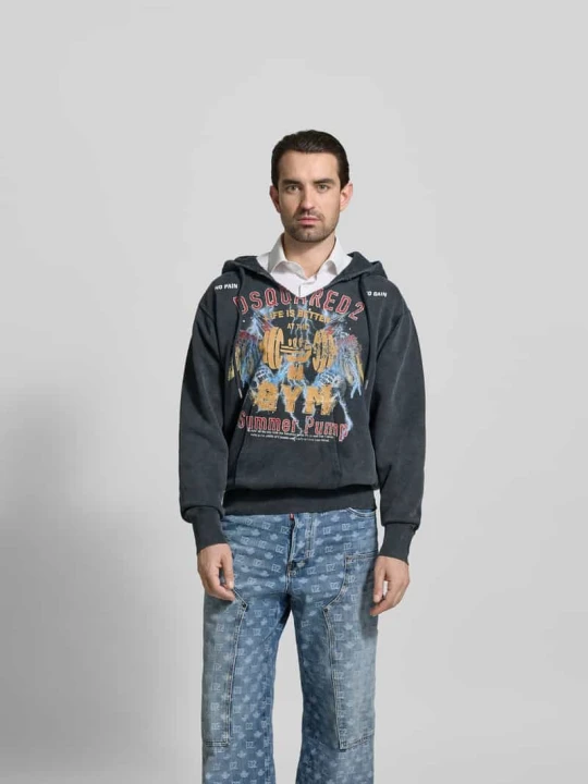Zdjęcie produktu Bluza z kapturem o kroju oversized z bawełny Dsquared2 Antracytowy