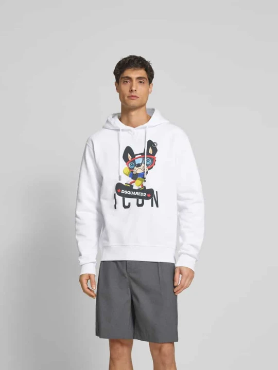 Zdjęcie produktu Bluza z kapturem o kroju oversized z bawełny Dsquared2 Biały