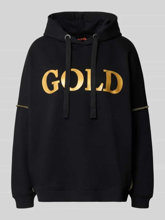 Zdjęcie produktu Bluza z kapturem o kroju oversized z czystej bawełny model 'Silver and Gold' Miss Goodlife Czarny