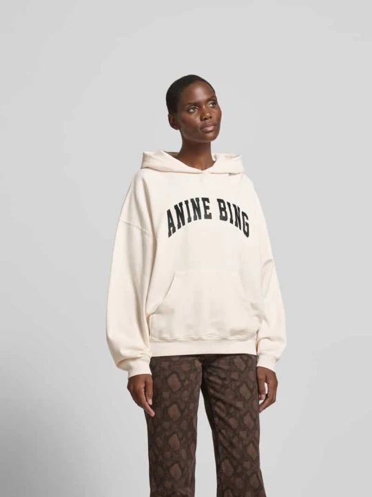 Zdjęcie produktu Bluza z kapturem o kroju oversized z nadrukiem z logo Anine Bing Jasnoróżowy