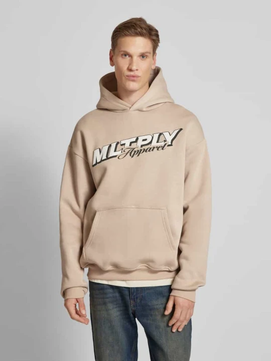 Zdjęcie produktu Bluza z kapturem o kroju oversized z nadrukiem z logo Multiply Apparel Beżowy