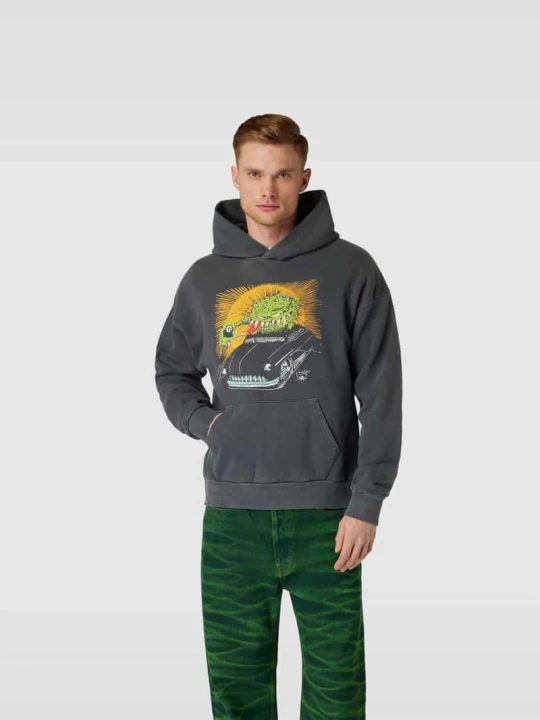 Zdjęcie produktu Bluza z kapturem o kroju oversized z nadrukiem z motywem RE/DONE Ciemnoszary