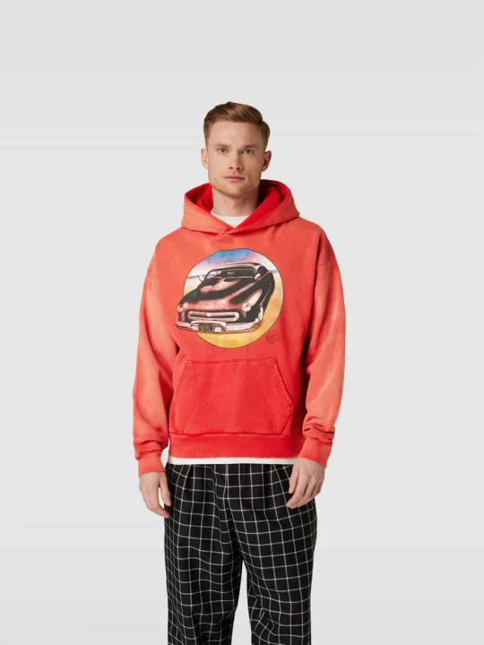 Zdjęcie produktu Bluza z kapturem o kroju oversized z nadrukiem z motywem RE/DONE Czerwony