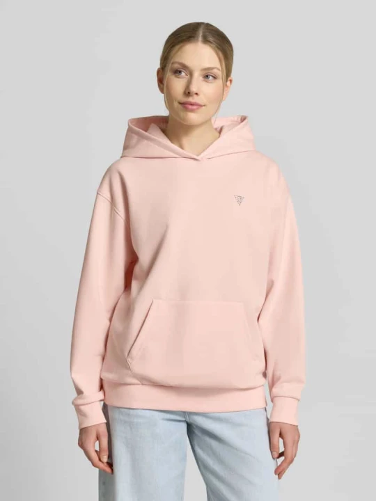 Zdjęcie produktu Bluza z kapturem o kroju oversized z obszyciem z kamieni stras model 'Silvy' Guess Jasnoróżowy