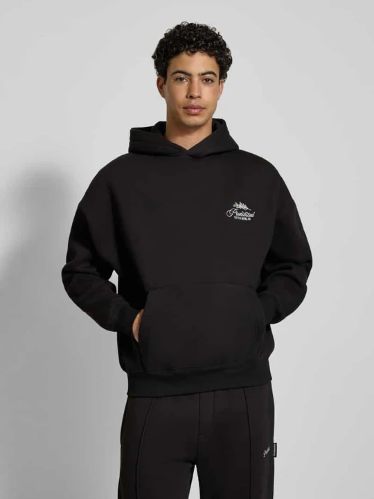 Zdjęcie produktu Bluza z kapturem o kroju oversized z wyhaftowanym logo PROHIBITED Czarny