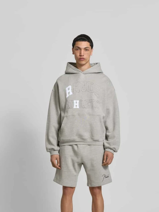 Zdjęcie produktu Bluza z kapturem o kroju oversized z wyhaftowanym logo Rhude Jasnoszary