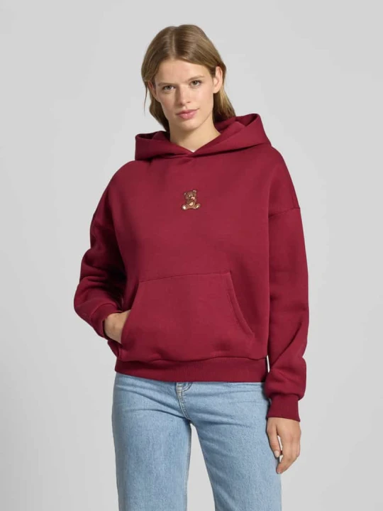 Zdjęcie produktu Bluza z kapturem o kroju oversized z wyhaftowanym motywem REVIEW Bordowy