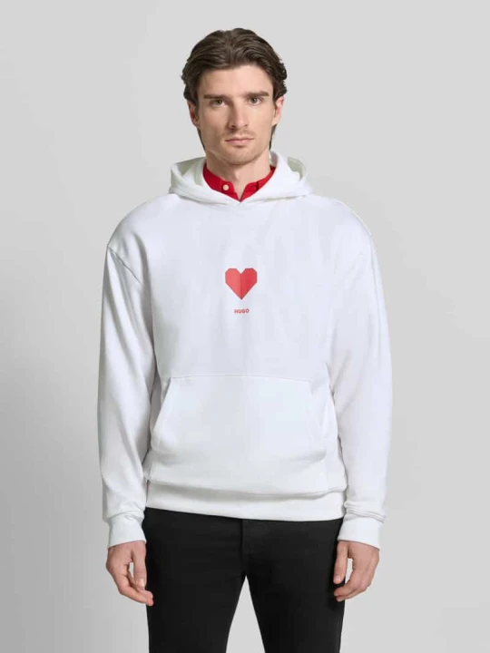 Zdjęcie produktu Bluza z kapturem o kroju regular fit z czystej bawełny model „DALENTINOS” Hugo Biały