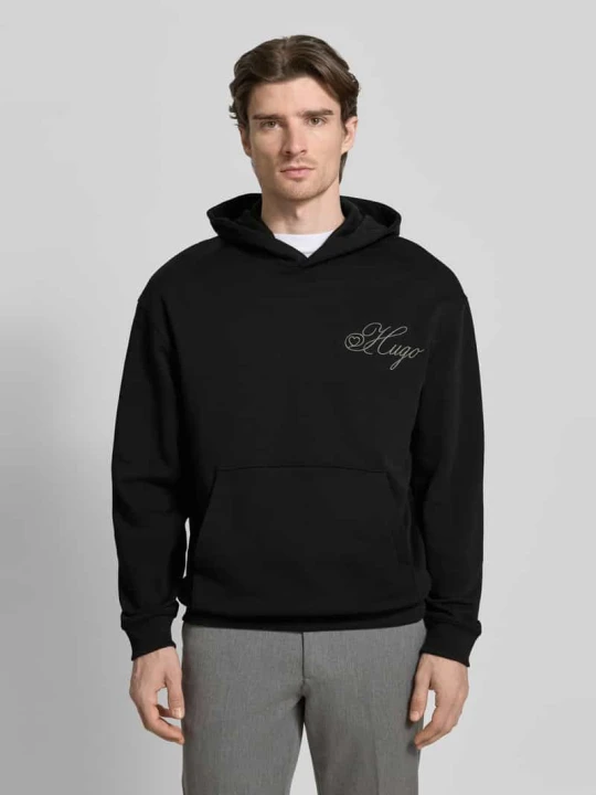 Zdjęcie produktu Bluza z kapturem o kroju regular fit z czystej bawełny model „DALENTO” Hugo Czarny