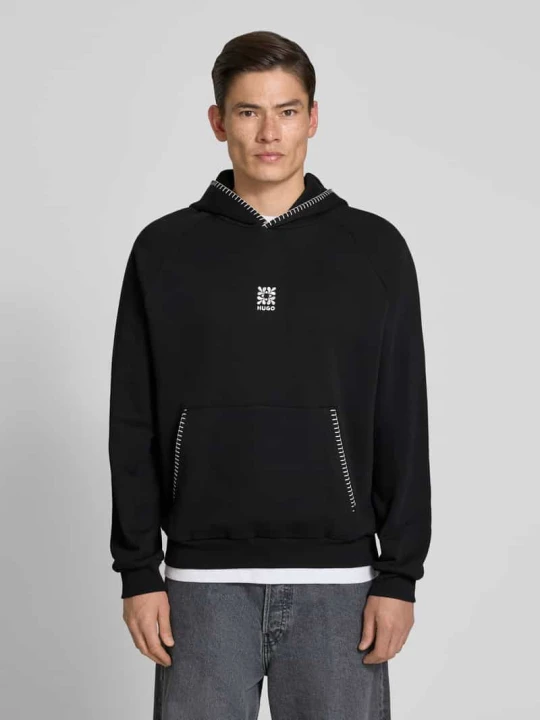 Zdjęcie produktu Bluza z kapturem o kroju regular fit z czystej bawełny model 'DAROHOOD' Hugo Czarny