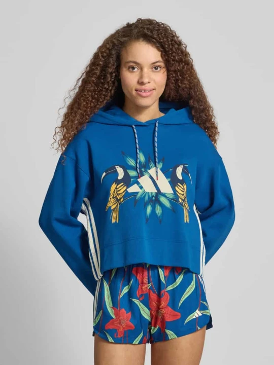 Zdjęcie produktu Bluza z kapturem o kroju regular fit z mieszanki bawełny Adidas Ciemnoniebieski