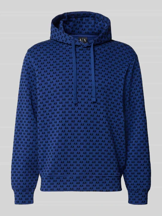 Zdjęcie produktu bluza z kapturem o kroju regular fit z mieszanki bawełny Armani Exchange Królewski niebieski