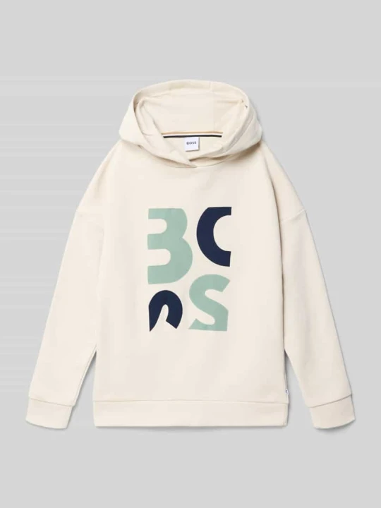 Zdjęcie produktu Bluza z kapturem o kroju regular fit z mieszanki bawełny Boss Piaskowy