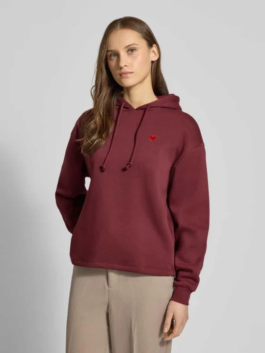 Zdjęcie produktu Bluza z kapturem o kroju regular fit z mieszanki bawełny model „CHILLI” Pieces Bordowy