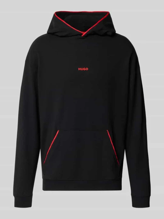 Zdjęcie produktu bluza z kapturem o kroju regular fit z mieszanki bawełny model 'NOAH' Hugo Czarny