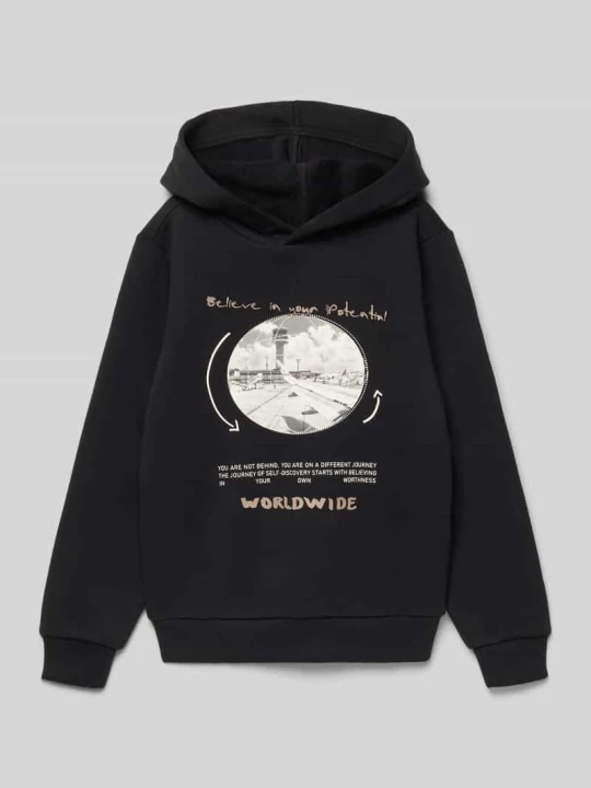 Zdjęcie produktu Bluza z kapturem o kroju regular fit z mieszanki bawełny s.Oliver Czarny