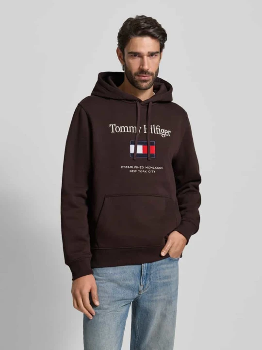 Zdjęcie produktu Bluza z kapturem o kroju regular fit z mieszanki bawełny Tommy Hilfiger Czekoladowy