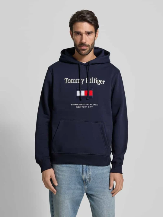 Zdjęcie produktu Bluza z kapturem o kroju regular fit z mieszanki bawełny Tommy Hilfiger Granatowy