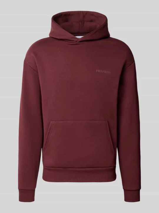 Zdjęcie produktu Bluza z kapturem o kroju regular fit z mieszanki bawełny z detalem z logo REVIEW Bordowy