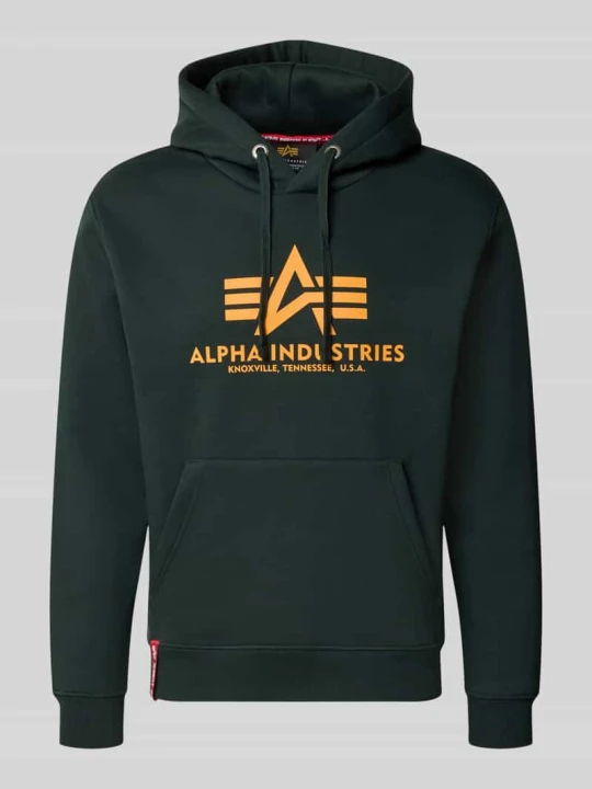 Zdjęcie produktu bluza z kapturem o kroju regular fit z mieszanki bawełny z nadrukiem z logo Alpha Industries Petrol