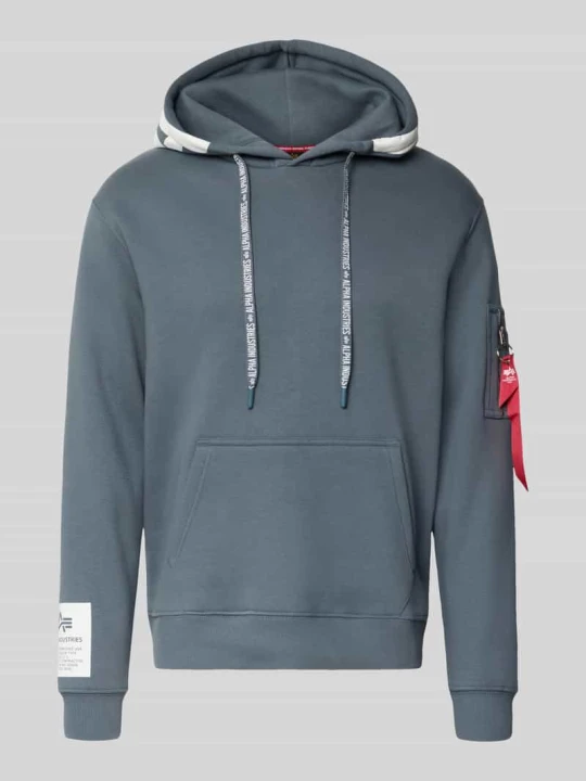 Zdjęcie produktu Bluza z kapturem o kroju regular fit z mieszanki bawełny z naszywką z logo Alpha Industries Jasnoniebieski