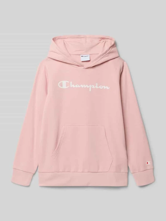 Zdjęcie produktu bluza z kapturem o kroju regular fit z nadrukiem z logo Champion Brudnoróżowy