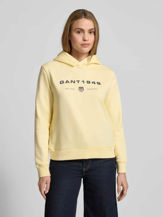 Zdjęcie produktu Bluza z kapturem o kroju regular fit z nadrukiem z logo Gant Pastelowy żółty