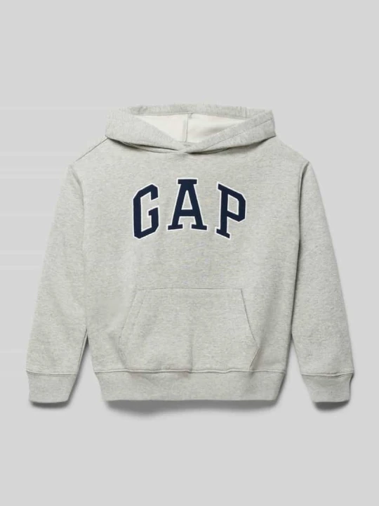 Zdjęcie produktu bluza z kapturem o kroju regular fit z nadrukiem z logo GAP Jasnoszary melanż