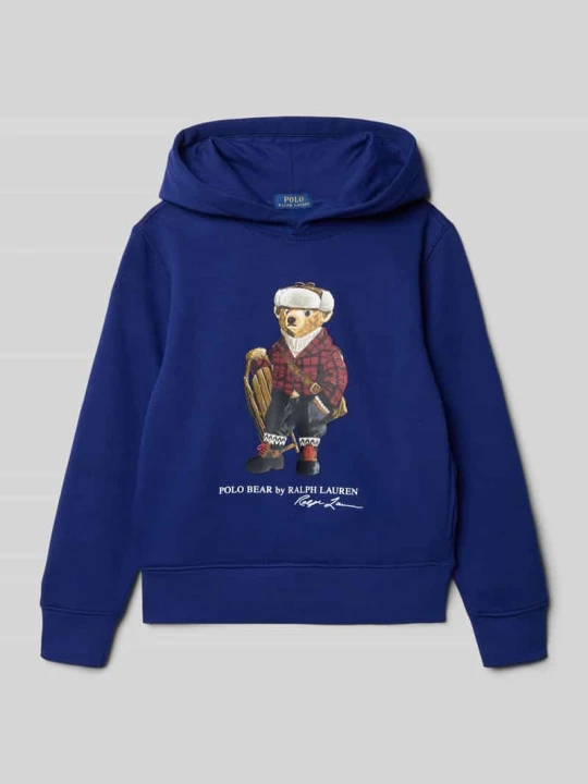 Zdjęcie produktu Bluza z kapturem o kroju regular fit z nadrukiem z logo Polo Ralph Lauren Królewski niebieski