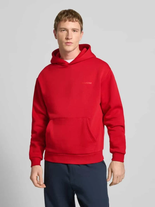 Zdjęcie produktu Bluza z kapturem o kroju regular fit z nadrukiem z logo REVIEW Czerwony
