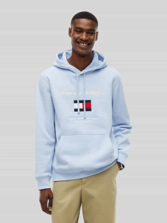 Zdjęcie produktu bluza z kapturem o kroju regular fit z Tommy Hilfiger Błękitny